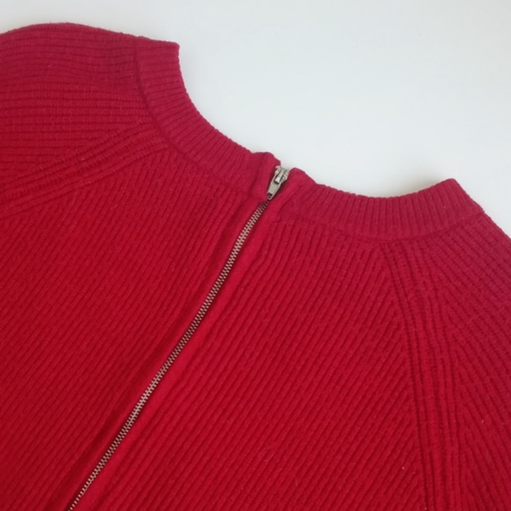 Zara Women's Red Cropped Ribbed Nylon Blend Long Sleeve Sweater S (Back Zip) - Picture 5 of 16
